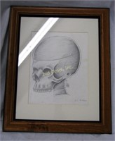 Erin Harbison-framed Pencil Skull Sketch