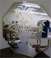 Octagon Etched Wall Mirror