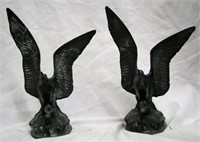 2 Antique Bronze Bird Bookends