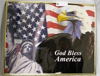Framed God Bless America Patriotic Art