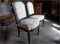 Ebonized Pair of Upholstered Side Chairs