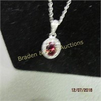 LADIES STERLING SILVER RUBY AND WHITE TOPAZ