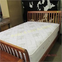 QUEEN SIZE SLATED SLEIGH BED WITH BOX SPRINGS