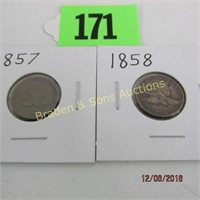 US 1857 AND 1858 FLYING EAGLE PENNY