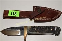 CUSTOM MADE FIXED BLADE KNIFE WITH RAM HORN HANDLE