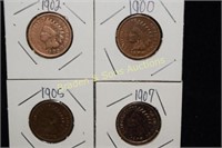 GROUP OF 4 HIGH QUALITY INDIAN HEAD PENNIES