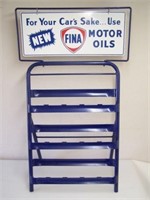 1946 FINA METAL OIL RACK WITH DST "FOR YOUR CAR'S