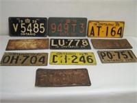 LOT OF 20 ONTARIO LICENSE PLATES 1930 - 1939 /