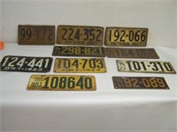 LOT OF 21 ONTARIO LICENSE PLATES 1920 - 1929 /