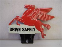 MOBIL PEGASUS DRIVE SAFELY LICENSE PLATE TOPPER-