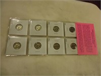 Set of 8 Uncirculated Roosevelt DImes