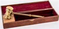 Vintage Brass Judge's Gavel in Wood Case