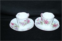 Pair Shelley Cups & Saucers (1) cup w/ hairline