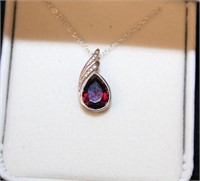Pear cut Garnet and Diamond Necklace in
