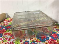 Large square glass vintage refrigerator dish