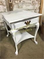 Queen Anne one drawer painted side table