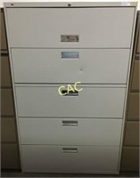 5 Drawer L File Cabinet, Metal 42"