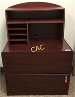 2 Drawer Lateral Wood Cabinet w/Hutch and Key,