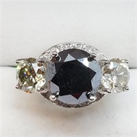 $23800 14K  Black Diamond(4ct) Diamond(2.08ct) Rin