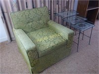 Upholstered Arm Chair & Wrought Iron