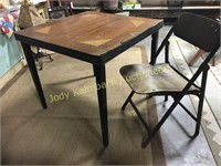 Retro wooden folding game table & chair