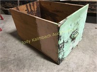 Large old wooden drawer box green paint