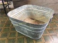 Old square galvanized wash tub