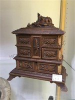 Antique French carved walnut multi drawer jewelry