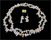Set, 48" freshwater pearl necklace with matching
