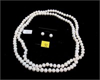 Set, 46" freshwater pearl necklace with matching