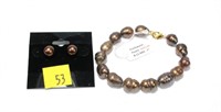 Set, 7" freshwater pearl bracelet with
