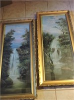 Pair of very old metal framed oil on canvas