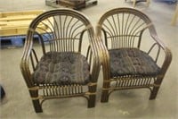 (2) WICKER CHAIRS WITH CUSHIONS