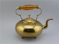 Brass Tea Pot w/Amber Glass Handle