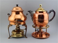2 Copper Kettles on Stands