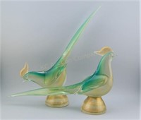 Pair of Murano Glass Birds.Seguso(?)