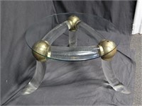 Lucite & Brass Coffee Table.Horn Form
