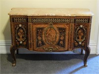French Inlaid, Gilt Bronze.Marble Top Server
