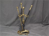 Figural Brass Fireplace Set