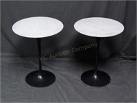 Pair of Saarinen Marble Top Side Tables.Black