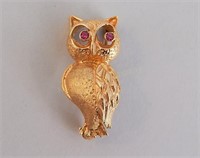 14K Gold Owl Pin.