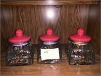 set of 3 glass canisters