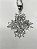 Sterling silver marquis cut white topaz pendant