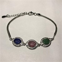Sterling silver sapphire, ruby and emerald