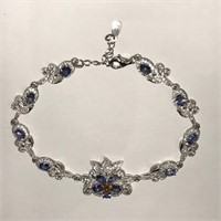 Sterling silver tanzanite and cubic zirconia