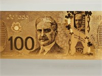 24K Yellow gold Canadian $100 bill