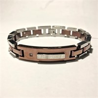Stainless steel men's bracelet with diamond accent