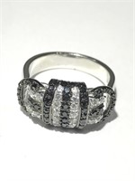Sterling silver black and white cubic zirconia