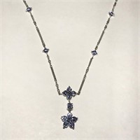 10K White gold fancy open link floral tanzanite