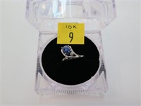 10K White gold star sapphire ring with diamond